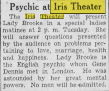 Iris Theatre - May 1938 Psychic Performing (newer photo)